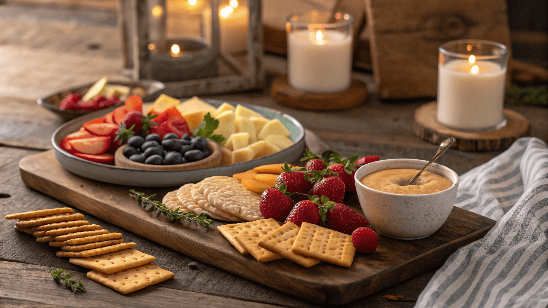 A mixing bowl filled with a creamy yummy snack spread, surrounded by ingredients like honey, cinnamon, and nut butter.