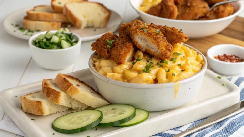 Serving suggestions for Hot Honey Tenders Mac Cheese.