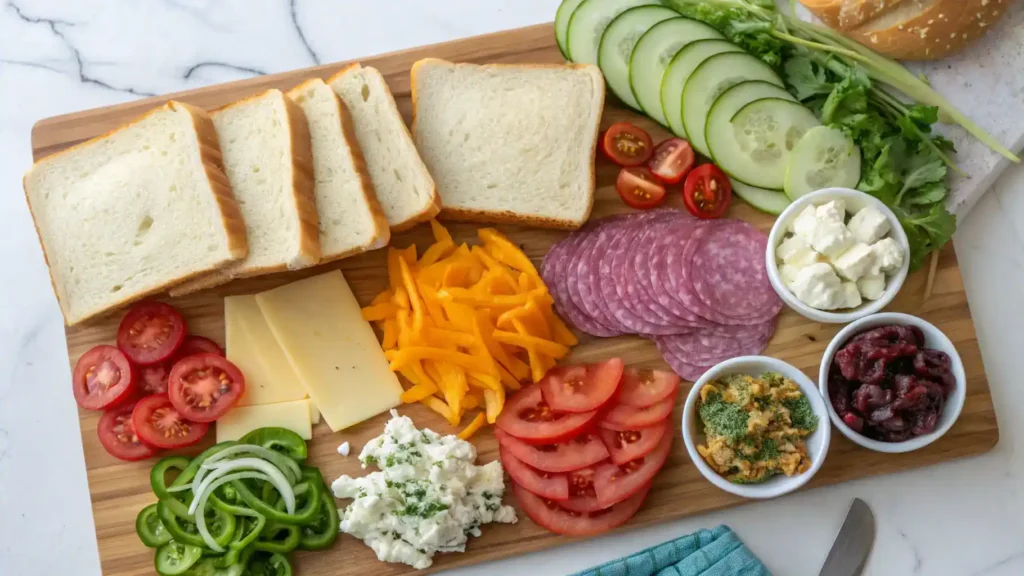 Ingredients for making sandwiches