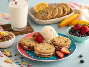 Dandy-Do Cookies served with milk and ice cream.