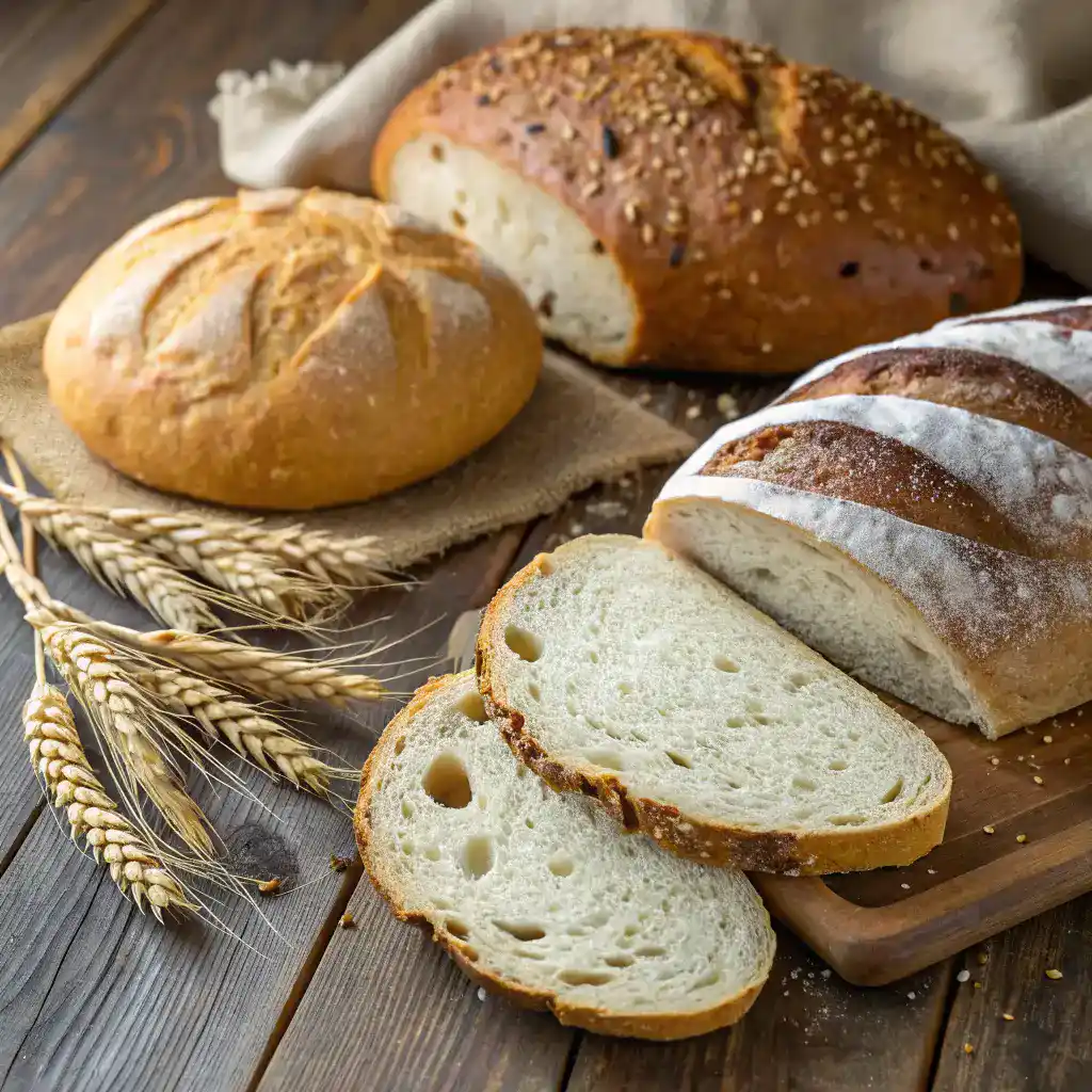 Different types of bread for sandwiches