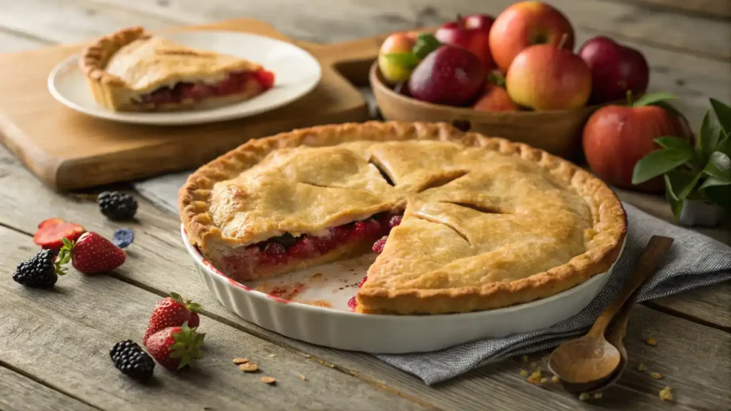 Freshly baked pie with flaky crust