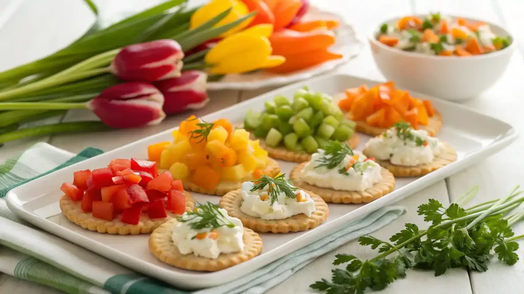 Colorful TULIP SNACK platter with vegetables and cream cheese