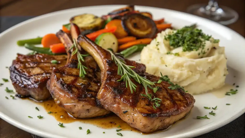 Delicious Brown Sugar Chops on a plate