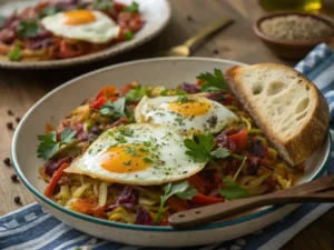Delicious cabbage eggs dish