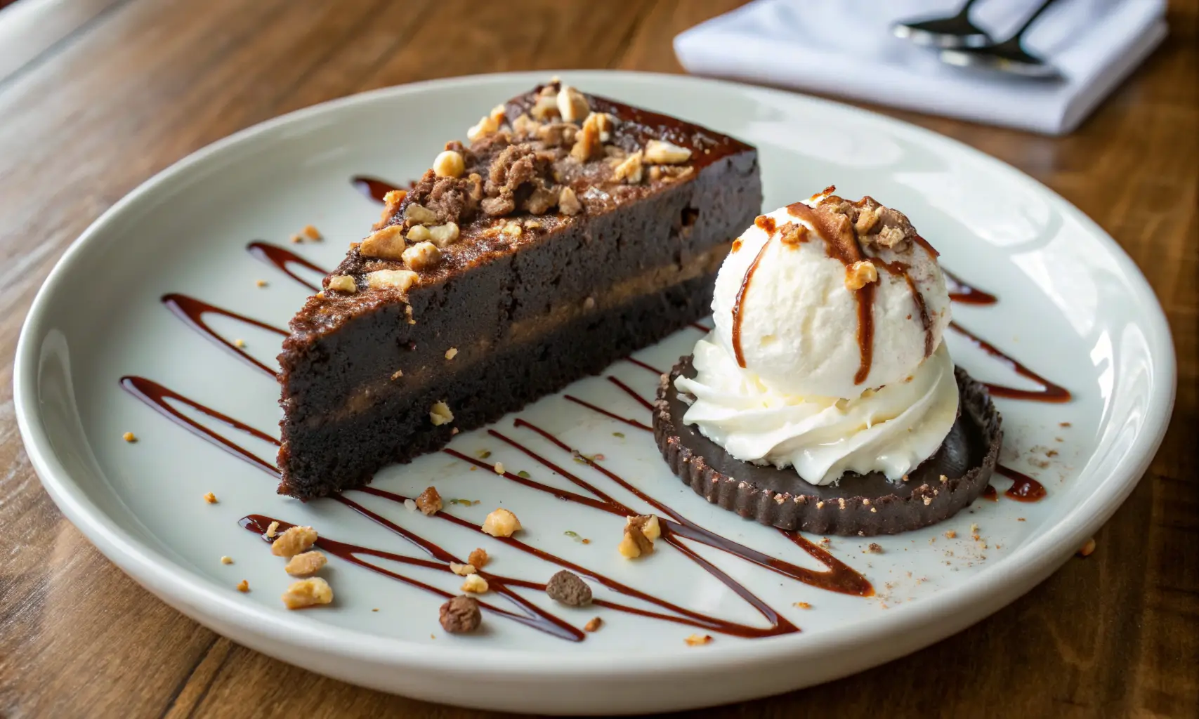 Serving suggestion for Mississippi Mud Pie Cake