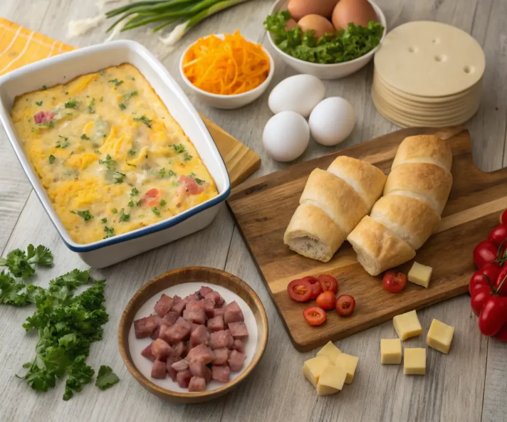 Ingredients for sausage and egg casserole