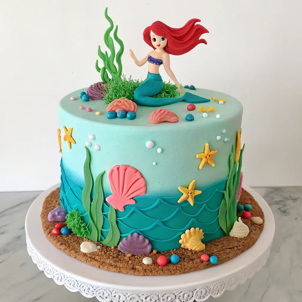 ariel little mermaid birthday cake