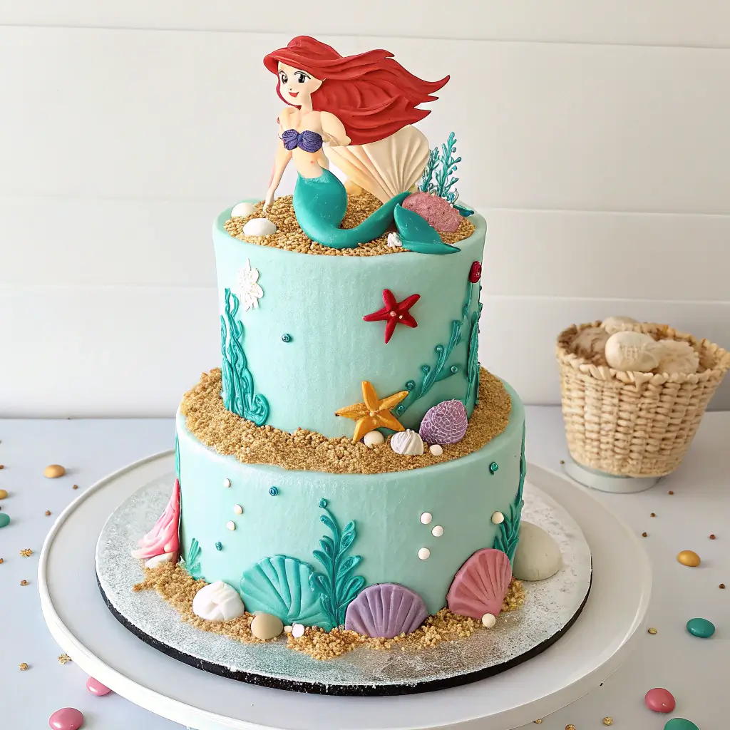 Fun serving suggestions for an Ariel Mermaid Birthday Cake.