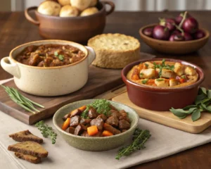 A variety of serving ideas for squirrel recipes, showcasing different styles and garnishes.