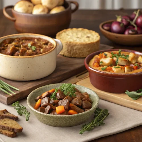 A variety of serving ideas for squirrel recipes, showcasing different styles and garnishes.