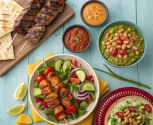 Different serving ideas for butter bean dishes.