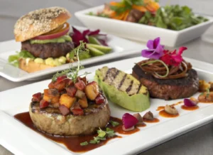 A variety of delicious dishes made with ground bison, including burgers, meatballs, and tacos.