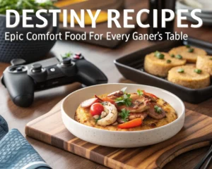 A beautifully plated dish representing Destiny Recipes, showcasing epic comfort food for gamers.