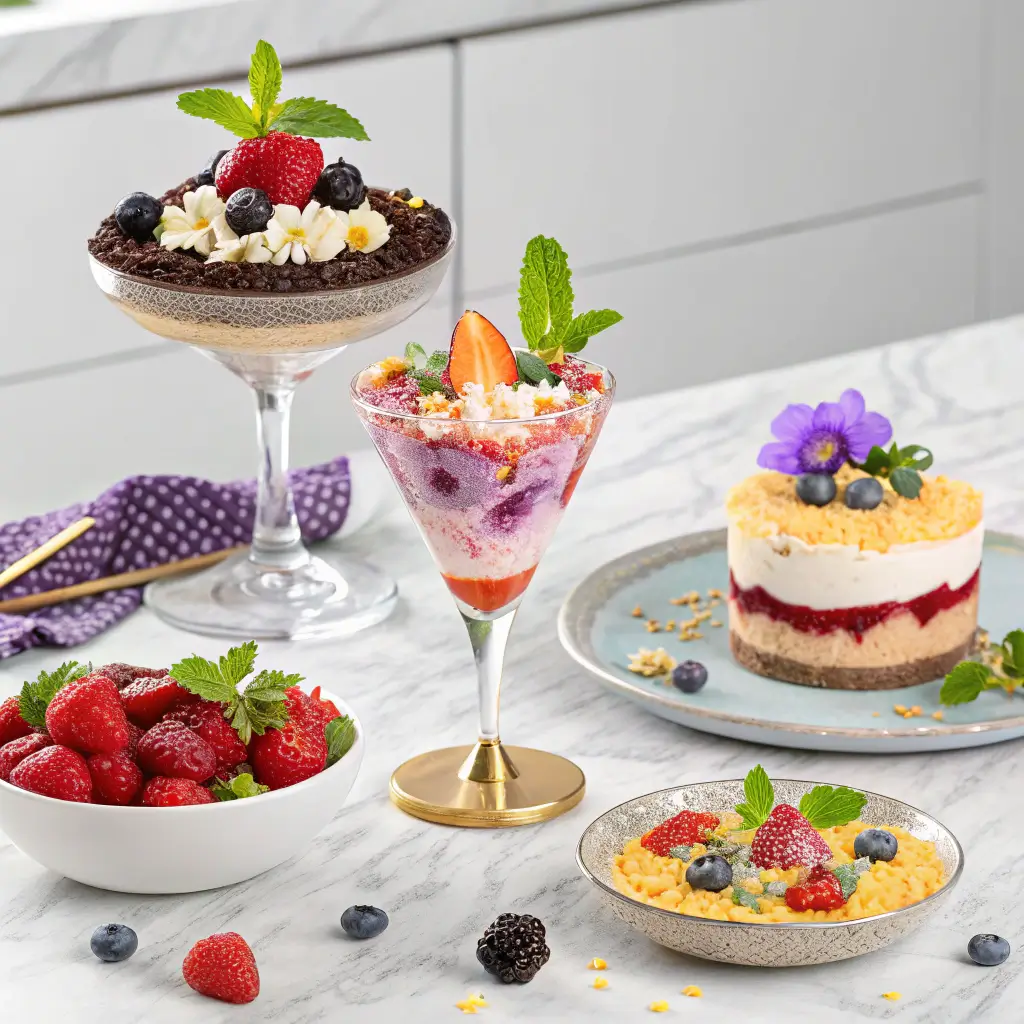 Serving suggestions for Ninja Creami desserts with garnishes and toppings.