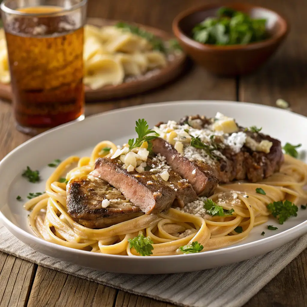 Serving suggestions for creamy cajun steak alfredo.