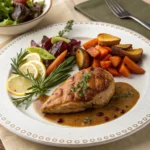 Serving suggestions for pheasant breast dishes with sides.